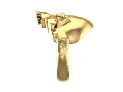 Gold Skull Ring with Detailed Features 3D print model
