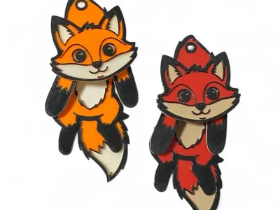 Hanging cute fox keychain 3D print model