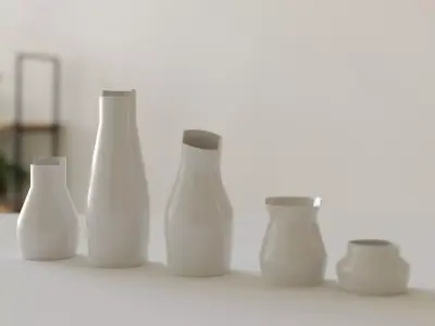 Porcelain Vase collection - 5 modern decorative vases Low-poly 3D model