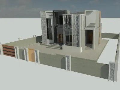 HOUSE MODEL modern with fence 3D model