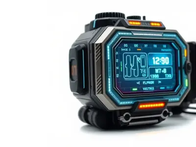 Futuristic Device Model Pack with Digital Display Low-poly 3D model
