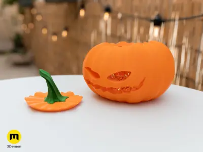 Spooky Halloween Pumpkin Lantern free Free 3D print model