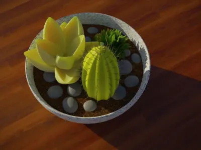 Succulent Bowl Free 3D model