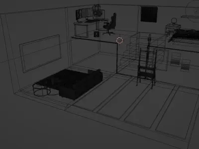 Isometric Neon Gaming Room 3d Model Low-poly 3D model