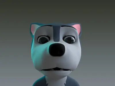 Stylized Young Wolf Rigged Low-poly 3D model
