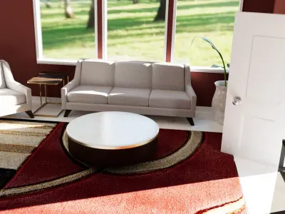 Livingroom Set With a Couch and Chair and Plant and Tables 3D model