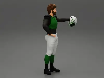 Rugby player holding a helmet in hands 3D print model