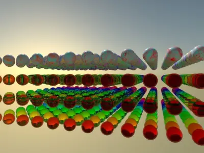 Marbles rainbow of colored circles Low-poly 3D model