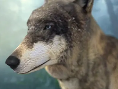 Textured Low Poly Wolf 3D model