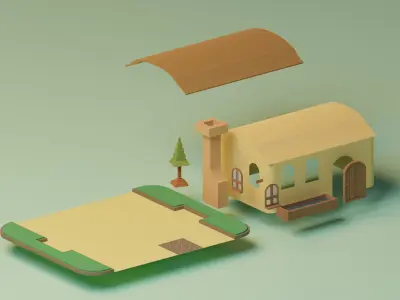 Lopwpoly House 13 Low-poly 3D model