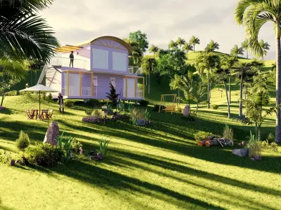 Duplex villa - Beach motel 3D model