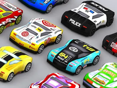 Road rush speedracers Low-poly 3D model