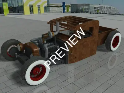 Rat Rod Pickup obj dwg stp sat 3D model