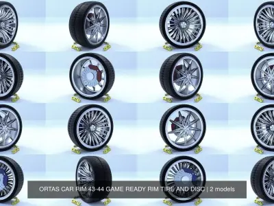 ORTAS CAR RIM 43-44 GAME READY RIM TIRE AND DISC 3D Model Pack