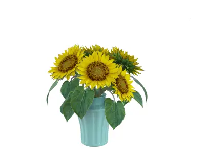 Sunflowers in a vase 3D model