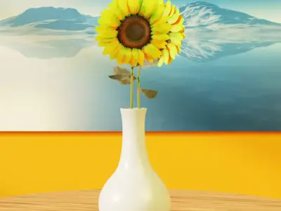 Sunflower Low-poly 3D model