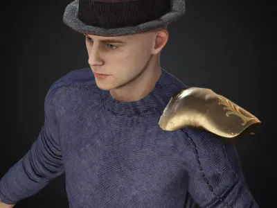  Steampunk rigged character Low-poly 3D model