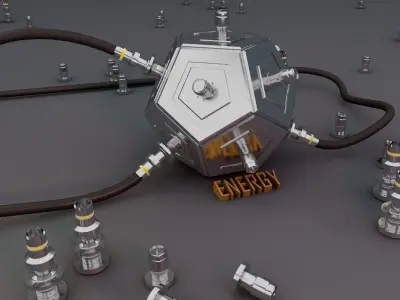Abstract octagonal metallic energy 3D model 3D model