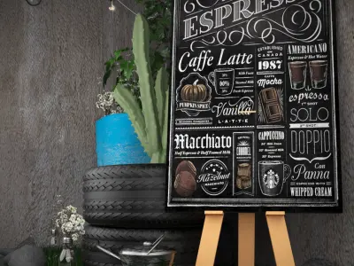 Decoration set for coffee shop  3D model