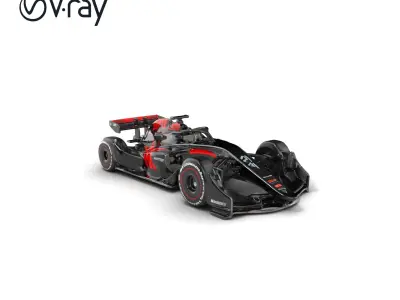 Formula  Racing Car Jet Black Model Pack Low-poly 3D model
