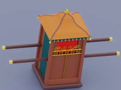 Ancient Chinese chariot Low-poly 3D model