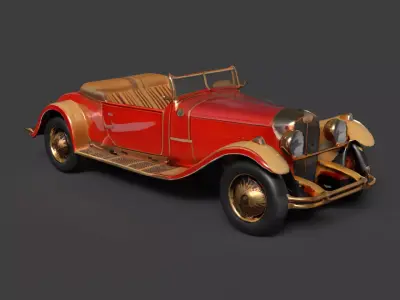 Chinese red vintage car   Low-poly 3D model purchase