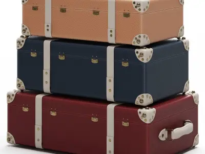 Leather suitcases set 3D model