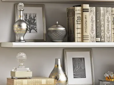 Decor set 1 bookshelves for living room 3D model