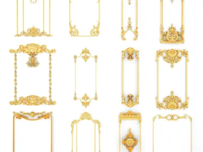 Collection stucco molding frame 3D model buy