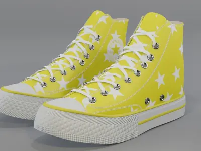 Basketball Leather Shoes Converse All Star Yellow Stars 3D model