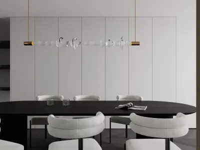 Modern living room dining room interior scenes 177 3D model