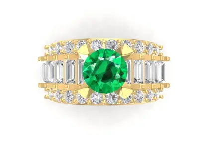 Luxury Emerald Diamond Cocktail Ring for Women  1150 3D print model
