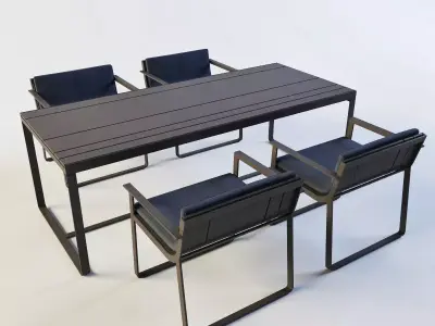 Banco Flat outdoor table plus chairs 3D model