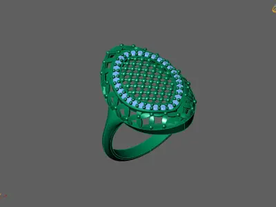 Women Ring With Stone Diamond Ready STL 3DM Models Womens Rings 3D print model 5