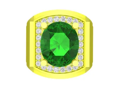 A7529 Korean Style Oval Diamond Men Ring 3D Model 3D print model