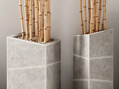 Bamboo vase slice thin branch decor n3 3D model