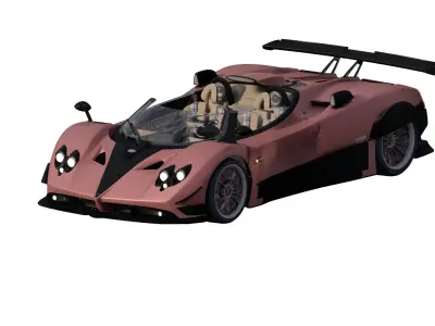 Pagani Zonda HP Barchetta with interior 3D model