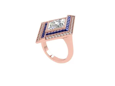 Triangle Artdeco Ring 3D print model