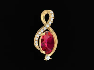Elegant Teardrop Red Gemstone Pendant 3D Model 226 3D print model