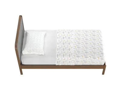 Wes Twin Upholstered Wood Bed 3D model