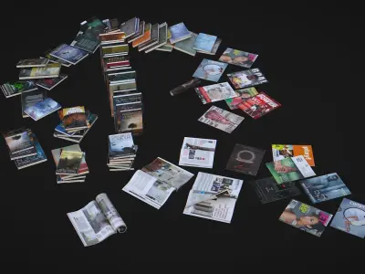 Books and Magazines Low-poly 3D model