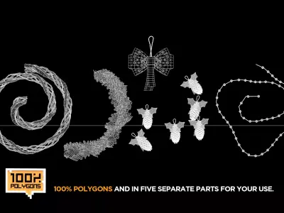 Christmas Wreath - Dried Pine Branches 3D Model 3D model