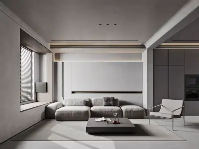 Modern living room dining room interior scenes 173 3D model