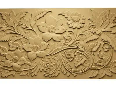 modern panel wall decor set relief stl mural CNC 275 3D model