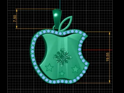 EMERALD APPLE PENDANT 3D PRINTABLE MODEL  3D print model