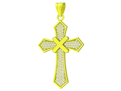 A6835 Luxury Diamond Cross Pendant 3D print model