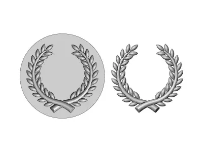 Mold bay leaves branches crown onlay relief 3D print model