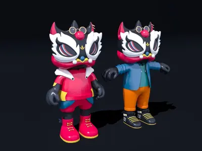 Dancing Lion Low-poly 3D model