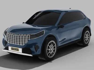 Realistic SUV Electric Car Rigged and Textured Low Poly Low-poly 3D model