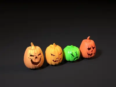 Set of scary pumpkins 3D print model
